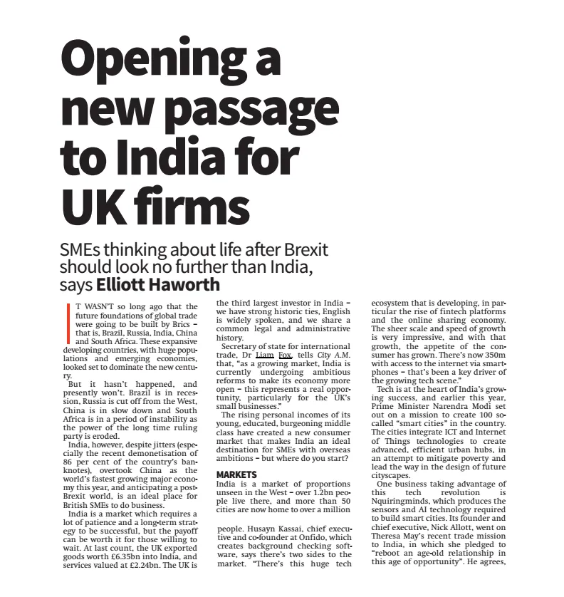 NquiringMinds Featured in City AM